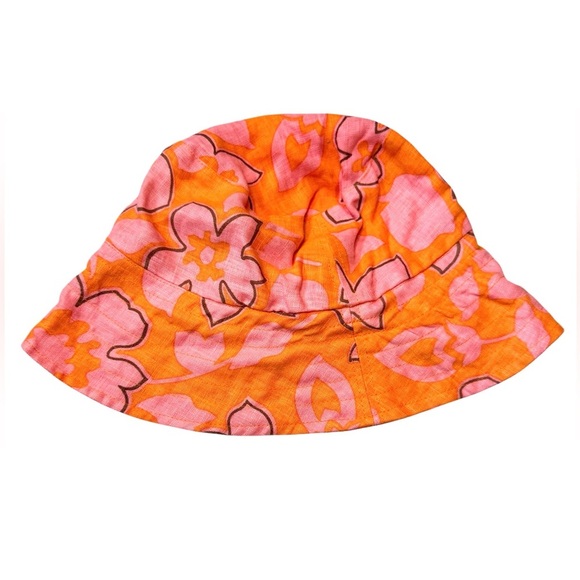 Faithful the Brand Paraiso Floral Print Linen Bucket Hat Pink Orange Summer Boho - Picture 6 of 8